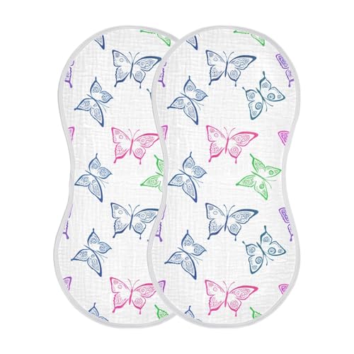 Muslin Burp Cloth for Baby 4PCS Colorful Butterflies Super Absorbent Burping Cloths, Bibs for Newborn Boys Girls2