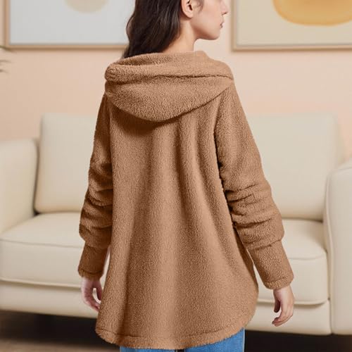 Girls Fall Winter Jacket Cozy Sherpa Sweatshirts Warm Fleece Hoodies with Pockets Button Down Sherpa Outwear Coat3