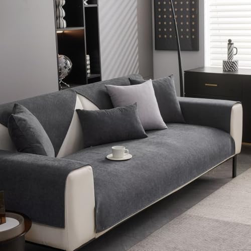 Sofa Überwurfdecke Sofa Überzug Sofabezug Couchschoner Überwurfdecken für Sofa Hund Katze Sofa Überwurf Couch Überzug L Form Sofaschoner Rutschfest Couch Bezüge Dunkelgrau 70*70CM