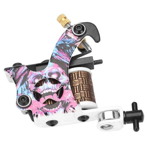 Alipis Máquina de Tatuajes Bobina de Hierro Galvanizado 10 Vueltas Diseño de Calavera Pentagonal Equipo Profesional para Tatuar Accesorio para Artistas de Tatuajes