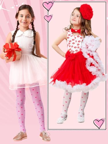 3 Pairs Girls Pantyhose Love Pattern Tights Toddlers Jacquard Pantyhose Seamless Stocking Color Leggings 4-12 Years4
