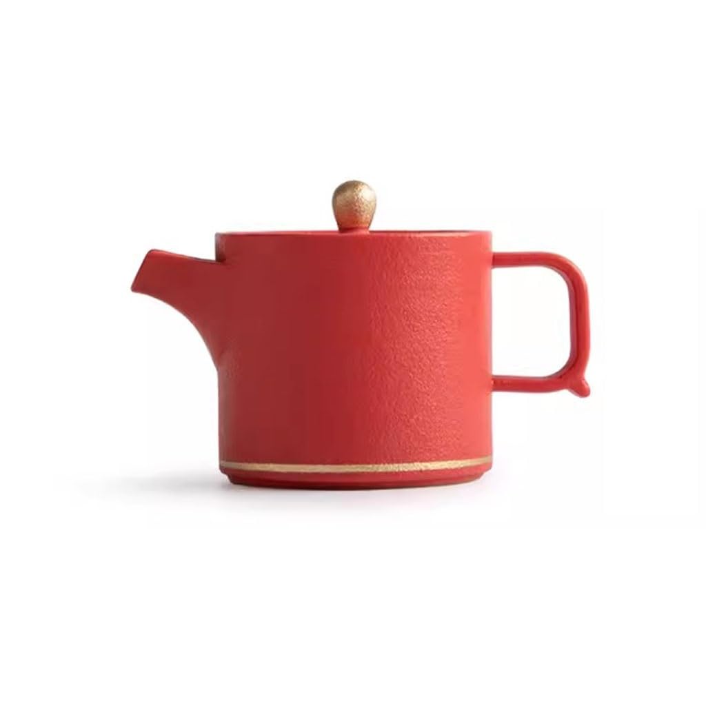 Sjdopulse A Te Pot Creative Palace Red Gold Teapot Kung Fu Te Set Household Ceramic Filter Single Pot Simple Retro Teapot Teapot For Infuser (A)