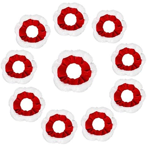 10Pcs Christmas Hair Scrunchies, Christmas Santa Red Velvet and White Fur Trim Bobble Elastic Hair Band for Women or Girls Hair Accessories,Great Gift for Newyear Thanksgiving day and Christmas Cover