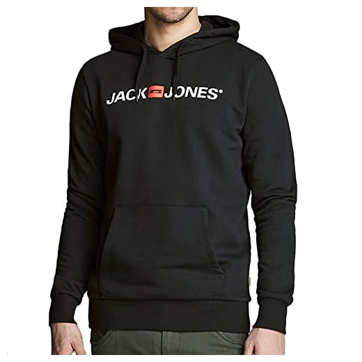 JACK & JONES Jjecorp Logo Sweat Hood Noos_12137054, Hombre, Negro (Black),L