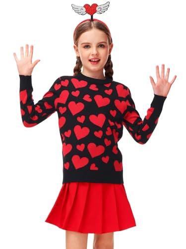 Image of Remimi Kids Valentines Print Sweater Boys Girls Mardi Gras Long Sleeve Sweatshirt 5-14 Years