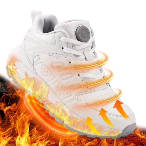 Electric Heated Shoes for Women Men - Rechargeable Heated Sneakers with 3 Heating Levels 4000mAh Battery Feet Warmers Non Slip Waterproof Heated Sports Shoes for Winter Outdoor Work Sports