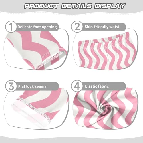 Girls' Leggings Ankle Length Printed Leggings Pink Curve Wavy Stripe Soft Comfortable Pants for Kids 4-10 Years4