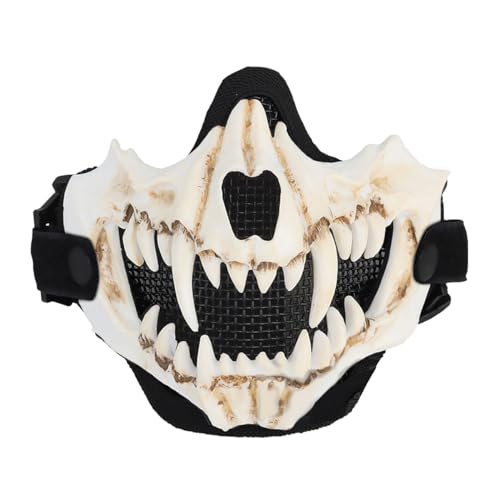 Bulldog Airsoft Half Face Fangs Mask Breathable Protection Mesh Airsoft Mask (Black (White))