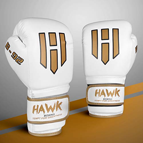 Hawk Boxing Gloves For Men & Women Training Pro Punching Heavy Bag Mitts Mma Muay Thai Sparring Kickboxing Gloves (White, 14 Oz) #TOP5