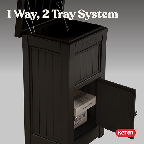 Image of Keter Delivery Box for Porch with Lockable Secure Storage Compartment to Keep Packages Safe, One Size, Brown