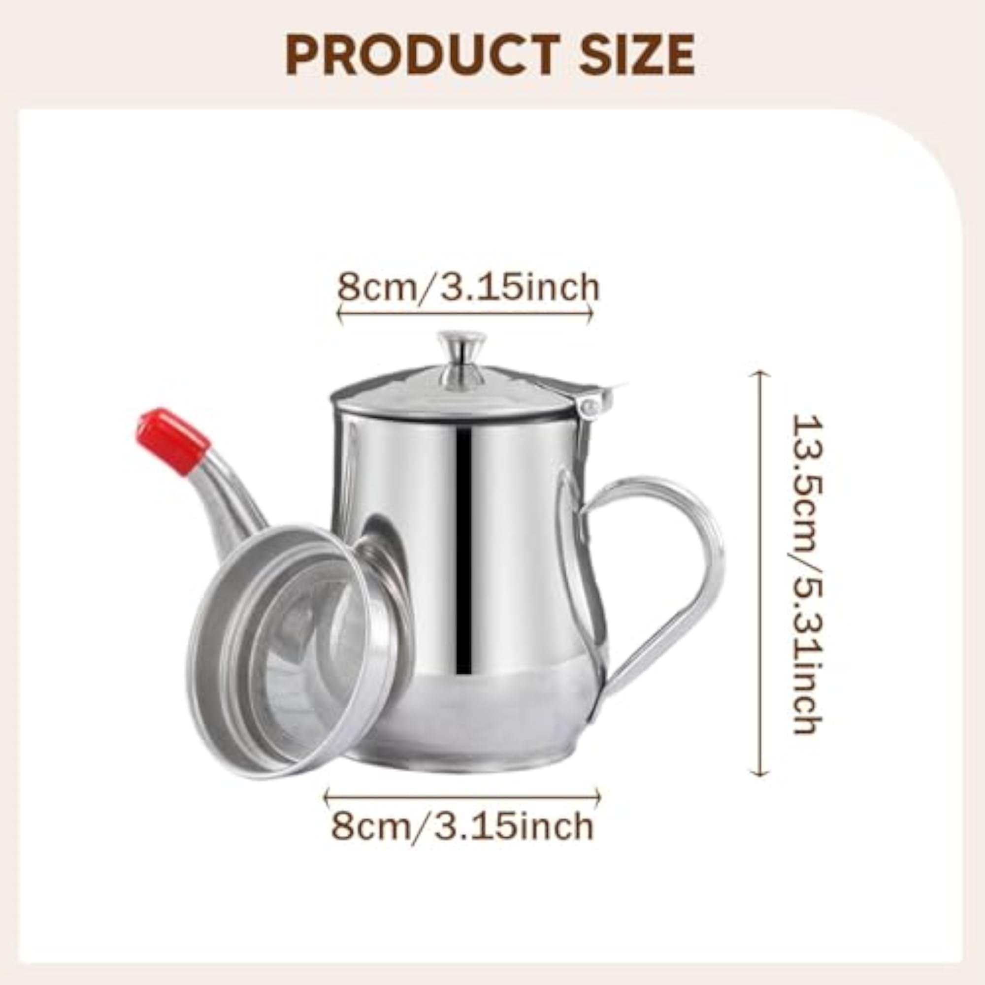 Oil Pot Kitchen Storage Container, 24oz Grease Strainer