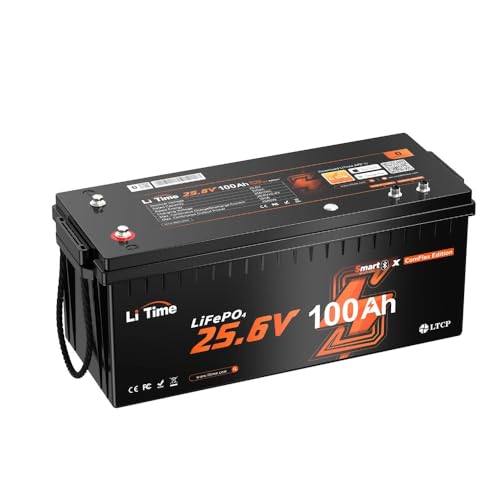 Image of LiTime 24V 100Ah LiFePO4 Battery Compatible with Victron System, CAN /RS485 Communication, Bluetooth 5.0, 4000+ Deep Cycles, Perfect for Off-Grid RVs, Home Energy Storage