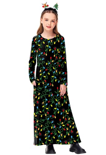 Image of Deerose Girls Maxi Dress Short Sleeve Casual Long Dresses with Pockets 5-14 Years