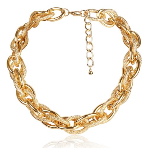 ACEDRE Punk Chunky Short Necklace Chain Gold Thick Cuban Link Necklaces for Women