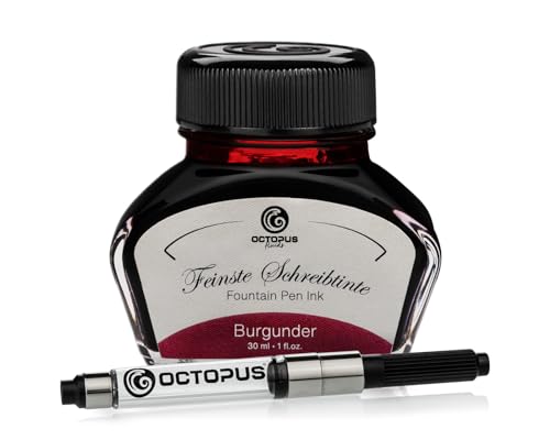 Octopus Fluids Burgunder - tinta para escribir con convertidor incluido, tinta para pluma estilográfica, 30 ml Rojo