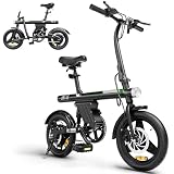 14 inch Electric Bike for Adults Teens,Portable Folding Commute Electric Bicycle,45KM Max Range,36V 7.8Ah Built-in Battery,Integrated Headlight,Rear Shock Absorber,Red Dot Award Winning Design E-bike