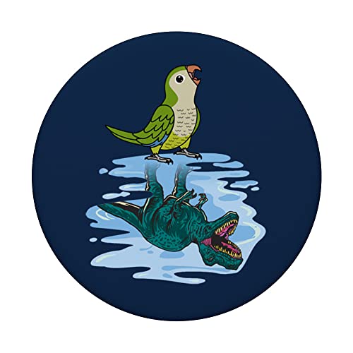 Parrot & T Rex Reflection I Green Monk Parakeet Quaker PopSockets Swappable PopGrip, Black - Image 3