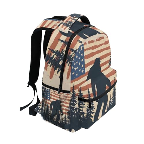 Sasquatch America Poster Travel Backpack for Women Men 16 IN Big Capacity Water Resistant Padded Strap M2
