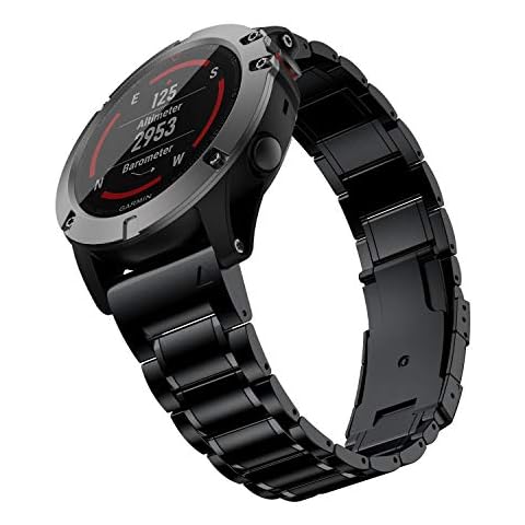 Baihui Band Compatible with Fenix 7X/Fenix 6X Band, 26mm Easy Fit Titanium Band Replacement Strap for Garmin Fenix 7X Solar/6X Pro/5X/5X Plus/3/3HR Smartwatch, Black Cover