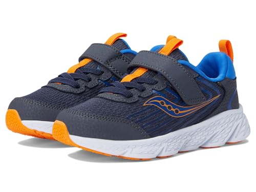 Saucony Wind 3.0 Alternative Closure (Little Big Kid) Sneaker, Navy/Peel, 1 Wide US Unisex