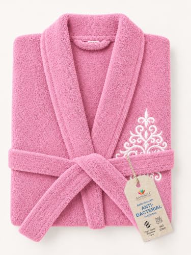 Image of RANGOLI Royal Bamboo Premium Bathrobe For Women | Ultra Soft Bamboo Yarn Lightweight Bathing Robes | 460 GSM Highly Absorbent & Quick Drying Luxurious Bath Gown | Knee Length Bath Robe - Purple