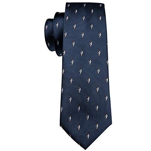 Image of Barry.Wang Fun Animal Ties for Men Designer Handkerchief Cufflink WOVEN Casual Necktie Set Festival