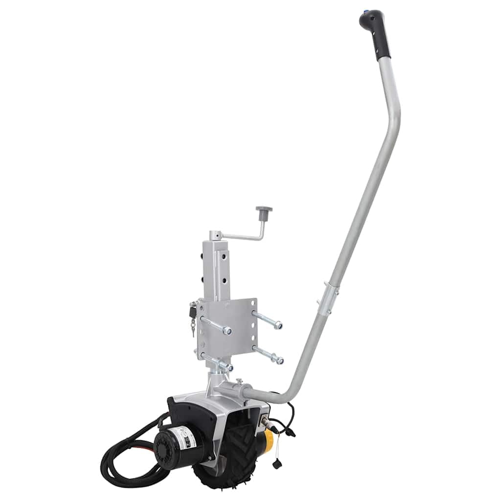 Ruota di sostegno per rimorchio 12 V 550 W in alluminio con ruota in gomma antiscivolo, morsetto regolabile in altezza, carico di trazione 2722 kg, ideale per auto, ribaltabile, carico