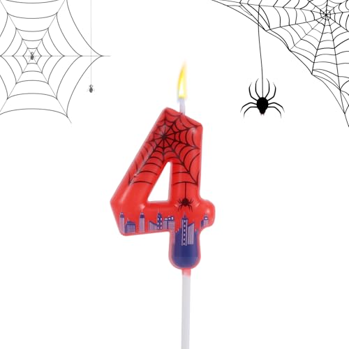 Vela de aniversário com número de aranha, vela de cera com número de teia de aranha decoração bolos para festa de aniversário, artigos para festas temáticas (4)