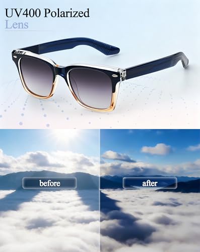 Image of Joopin Square Sunglasses Polarized UV Protection, Trendy Acetate Sun Glasses for Men Women Driving Beach