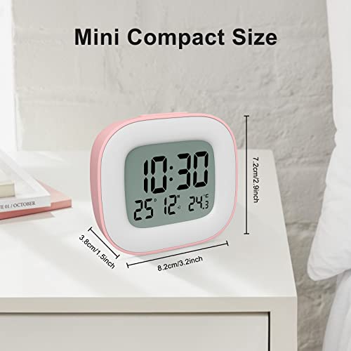 Image of Alarm Clock, Bedside Alarm Clocks Battery Operated - Digital Clock with Temperature Display, Snooze Function and Backlight for Travel, Bedroom