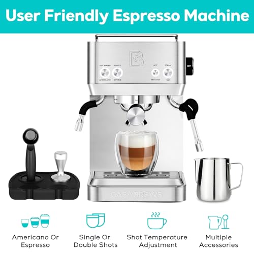 Image of CASABREWS Espresso Machines with Milk Frother, 20 Bar Espresso Maker with Hot Water Wand for Americano, Latte, Cappuccino, Espresso Coffee Machine with Adjustable Temperature, Gift for Women Men