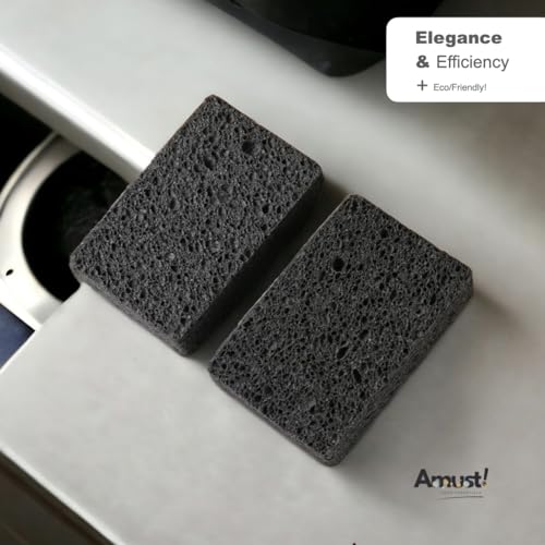 Image of Amust Cellulose Sponges for Kitchen, Bathroom, Compressed, Pop Up, Natural (Black & White)