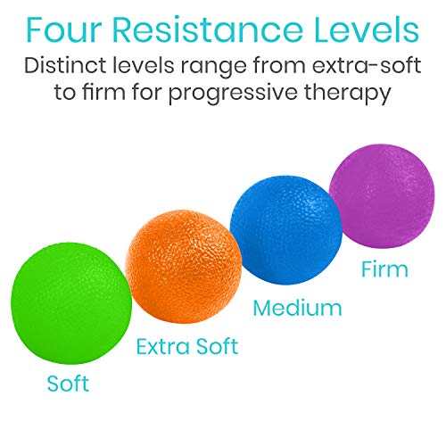 Vive Squeeze Balls for Hand Therapy, Exercise, Arthritis (w/ Rehab Video App) - Grip Strengthener Occupational Equipment for Finger, Wrist, Carpal Tunnel, Pain Relief, Stress - Resistance Strength Squeezing Egg Trainer - Image 4