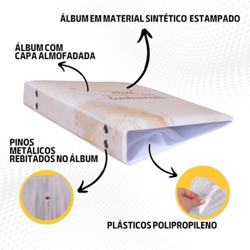 Pirlim Foto - Álbum Fotográfico 15x21 para 100 Fotos LEMBRANÇAS BRANCO Adulto Momentos Viagens