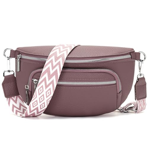 Sasrymnl kleine bauchtasche damen Dunkellila umhängetasche damen klein gürteltasche Veganes Leder handtasche crossbody bag
