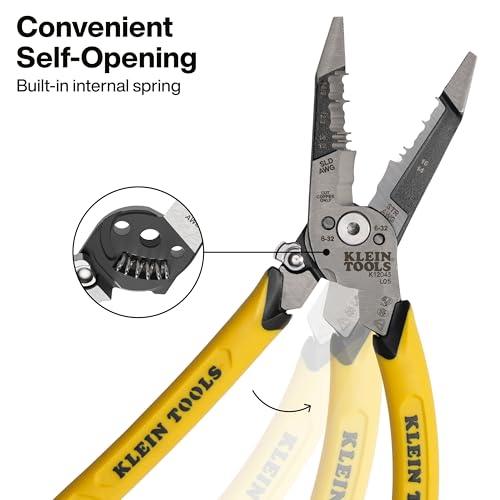Image of Klein Tools K12045 Heavy-Duty Wire Stripper, Slim-Forged Design, Self-Opening Wire Stripping Tool, Electrical Pliers with Shear Cutter, Cable Stripper Tool