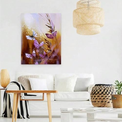Peinture abstraite ailes papillon fleur bleue affiche moderne - 5