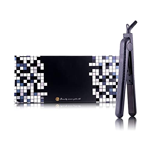 Royale 100% Ceramic Tourmaline Ionic Flat Iron Hair Straightener | 2 in 1 Hair Straightener and Curler | Single Pass Floating Plates | Ion Tech for Anti-Static & Anti-Frizz (1.25" Black)