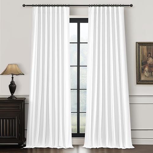 Verdunklungsvorhänge, 239 cm lang, für Wohnzimmer, 2 Paneele, energiesparend, Vorhang, Fensterüberzüge, eleganter Flachs-Leinen-Haken… – Ansicht 1
