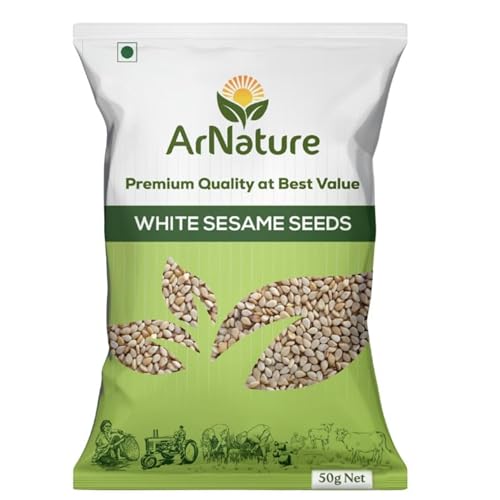 Image of ArNature Raw White Sesame Seeds 50g White Til /Gingelly 100% Clean and Natural | Safed Till Seeds for Eating | Non - GMO | Antioxidant rich