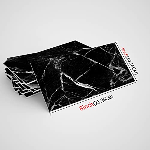 Cecekis Peel And Stick Backsplash Tile, 32 Pc Pack (8" X 4") Thicker Glass Subway Tiles Waterproof Oil Proof Removable Decals For Bathroom & Kitchen Backsplash (Black Marble) #TOP2