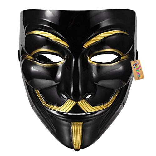 Western Era Fawkes Mask Anonymous VIP Edition Face-Mask Perfect Fit Cosplay Protest V for Vendetta DC Comic (Pack of 4) Black & White