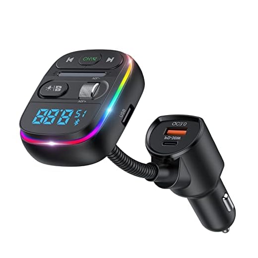 LUPATDY Bluetooth FM Transmitter for Car, 2023 Stronger HiFi Bass Microphone, PD 30W+QC 3.0 Car Charger Cigarette Lighter Radio Mp3 Adapter with 7 Colors LED Supports Siri Google Assistant