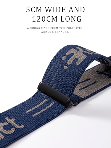 Image of Men's Industrial Strength Suspenders 2-Inch Wide X-Back Heavy Duty Braces Strong Metal Clips, Elastic Adjustable