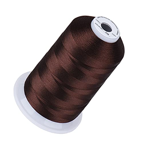 Image of Simthread 5000M 40WT Polyester Embroidery Thread, Dark Brown 058 | 5000M 40WT polyester thread feeds smoothly for machine embroidery, monograms, logos, patches and quilting.
