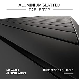 PURPLE LEAF Outdoor Dining Table 121 X 37 Slatted Tabletop Large Aluminum Rectangular Patio Dining Table for 10 Weather Resistant Patio Table for Backyard Garden Lawn Porch Deck