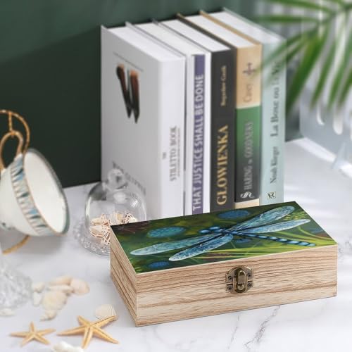 Coffre de rangement bois libellule boîte souvenirs rétro avec couvercle