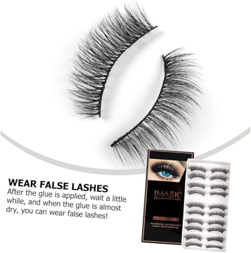 Image of Imagic PROfessional Synthetic Fibers False Eyelashes, Natural & soft 100% Handmade 3D Eyelashes Pack 10 Pairs of 1 box