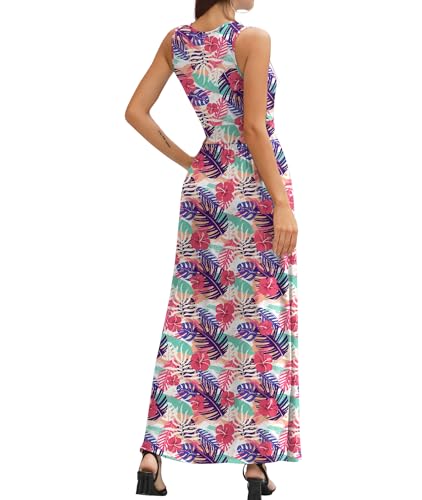 Image of LILBETTER Women Sleeveless Deep V Neck Loose Plain Long Maxi Casual Dress