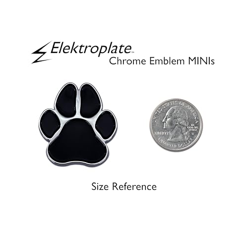 Image of Elektroplate 2 Mini Paw Print OEM Chrome Emblems for Motorcycles, Watercrafts, and Decorations | Universal Fit at 1.6 inch x 1.5 inch | Weatherproof | 2-Pack